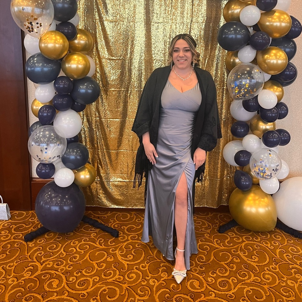 Icy blue ball gown dress